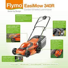 Load image into Gallery viewer, Flymo EasiMow 340R Electric Rotary Lawn Mower - 34 cm Cutting Width, 35 Litre Grass Box, Close Edge Cutting, Rear Roller, Central Height Adjust, Comfortable to Manoeuvre, Foldable Handles
