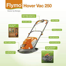 Load image into Gallery viewer, Flymo Hover Vac 250 Electric Hover Collect Lawn Mower - 1400W, 25cm Cutting Width, 15L Grass Box, Ambidextrous Handles, Folds Flat
