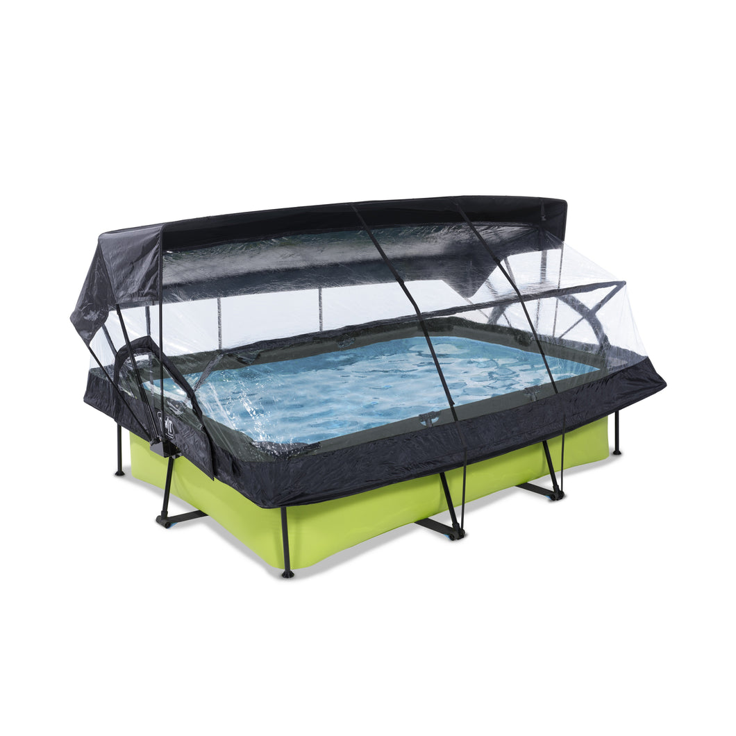 EXIT Lime pool 220x150x65cm, 300x200x65cm with dome, canopy and filter pump - green