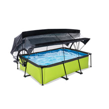 Load image into Gallery viewer, EXIT Lime pool 220x150x65cm, 300x200x65cm with dome, canopy and filter pump - green
