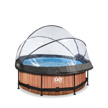 Load image into Gallery viewer, EXIT Wood pool ø244x76cm, ø300x76cm, ø360x76cm with dome and filter pump - brown
