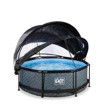 Load image into Gallery viewer, EXIT Stone pool ø244x76cm, ø300x76cm, ø360x76cm with dome, canopy and filter pump - grey
