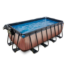 Load image into Gallery viewer, EXIT Wood pool 400x200x122cm, 540x250x122 cm with dome and sand filter and heat pump - brown
