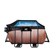 Load image into Gallery viewer, EXIT Wood pool 400x200x122cm, 540x250x122 cm with dome and sand filter and heat pump - brown
