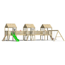 Load image into Gallery viewer, Kids Wooden Climbing Frame with Triple Platforms, Slide &amp; Rockwalls - Commercial Munter
