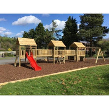 Load image into Gallery viewer, Kids Wooden Climbing Frame with Triple Platforms, Slide &amp; Rockwalls - Commercial Munter
