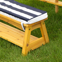 Load image into Gallery viewer, Outdoor Table &amp; Bench Set with Cushions &amp; Umbrella - Navy &amp; White Stripes
